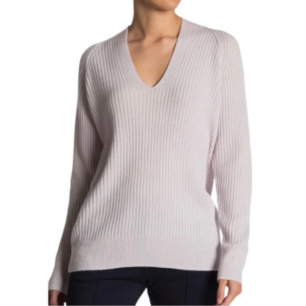 Vince Cashmere Blend Ribbed Knit Pullover Sweater Size L